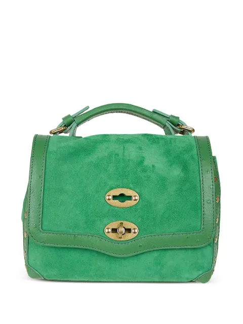 Zanellato baby Postina® leather-trim suede tote bag Green 0707902270000B
