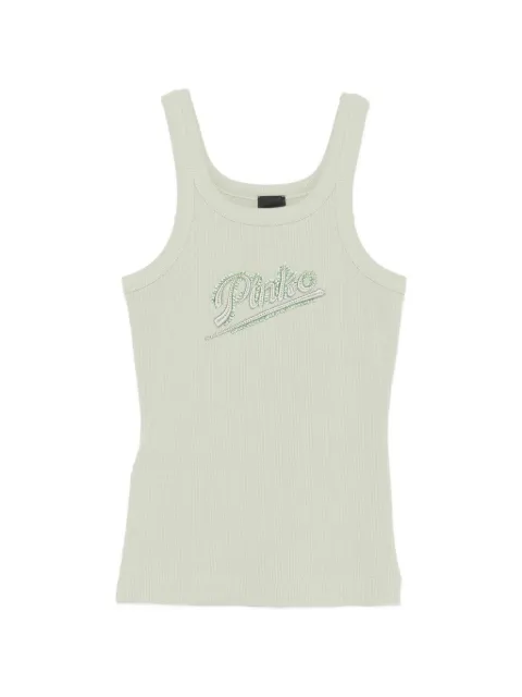 PINKO vest top with embroidery and rhinestones Green 107299A3H7