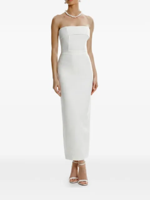 FRAMBOISE strapless back slit dress White ASMA