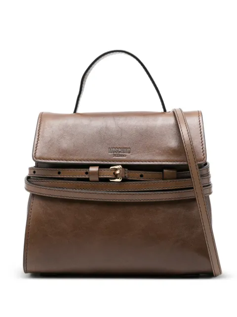 Moschino small Tie me buckle-strap tote bag Brown MC4151PP1OOD930A