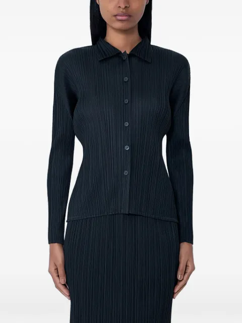 Pleats Please Issey Miyake pleated button-down shirt Black PP59JJ10515