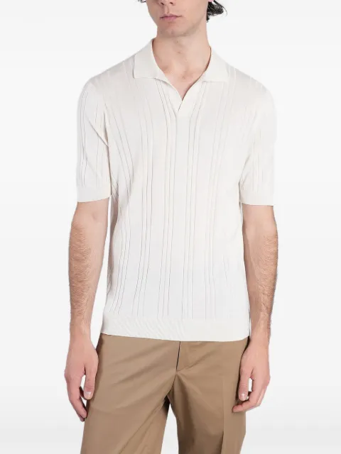 Tagliatore ribbed-knit short-sleeve polo shirt Neutrals GSE260326E158