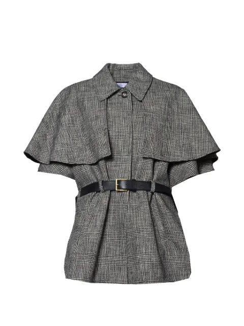 Max Mara Pavetta Prince of Wales check belted cape Grey 2614731131600