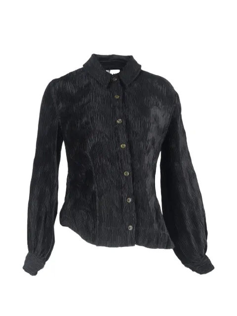GANNI pleated button-down blouse Black RFCPUGBCL678818W