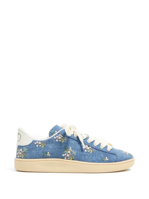 Valentino Garavani Royco denim trainer with floral embroidery Blue WS0LX9IZF