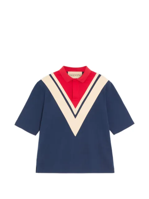 Valentino Garavani cotton polo shirt with inlaid-V Blue VMH04LBGS