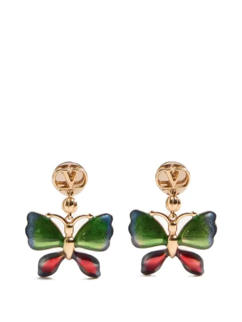 Valentino Garavani Flutterby metal and enamel earrings Gold WJ0BU2MJP