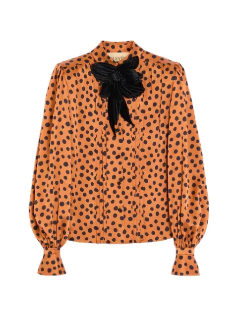 Valentino Garavani crepe satin shirt with Plus De Pois Dalmata print Orange BAB8F8A8J
