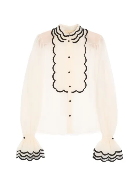 Valentino Garavani embroidered organza shirt Neutrals BAB8D51C8