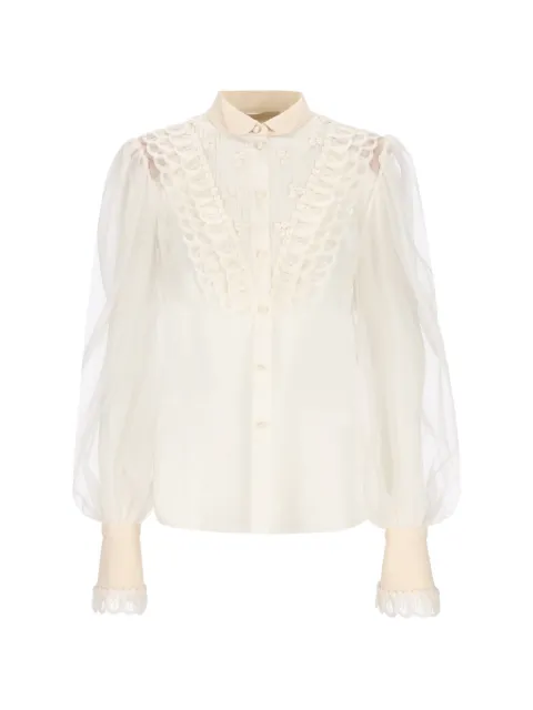 Valentino Garavani embroidered organza shirt Neutrals BAB8B61C8