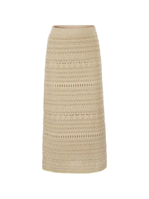 Fabiana Filippi crochet-pattern midi skirt Neutrals GND266F383L7350149