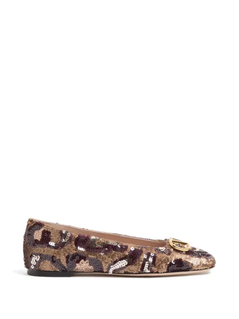 Valentino Garavani VLogo signature ballerinas with animalier embroidery Gold WS0PI8QFX