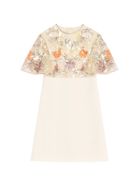 Valentino Garavani embroidered crepe couture short dress Neutrals BVAKE51CF