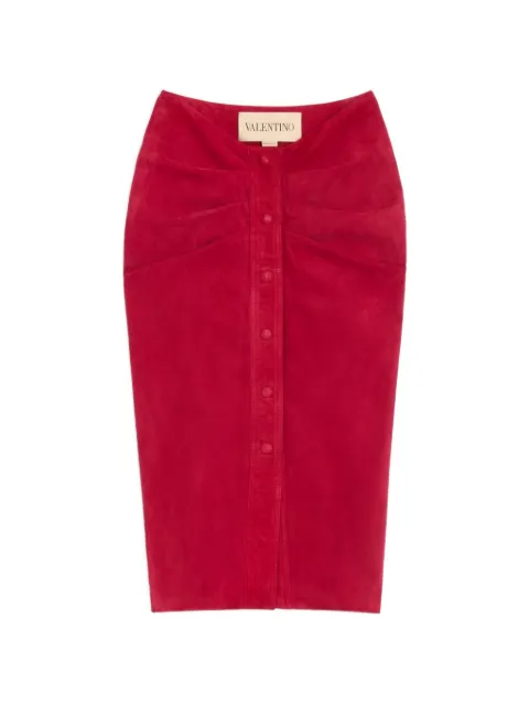 Valentino Garavani suede midi skirt Red BNI08AA6Q