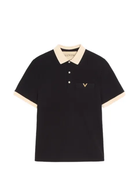 Valentino Garavani polo shirt in cotton piquet with Vgold Black VMH01KBGT