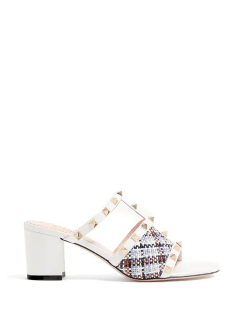 Valentino Garavani Rockstud tweed sandals White WS0LT4EDX