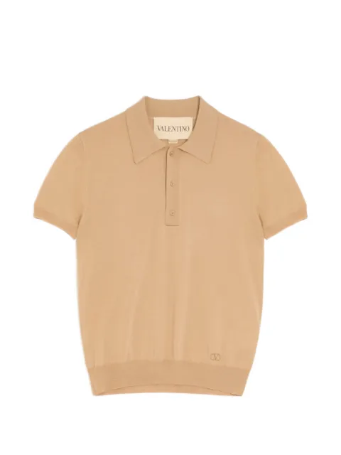 Valentino Garavani wool polo shirt with VLogo embroidery Neutrals VKP04VBH9