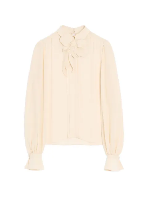 Valentino Garavani embroidered crepe de chine top Neutrals BAEBX021B