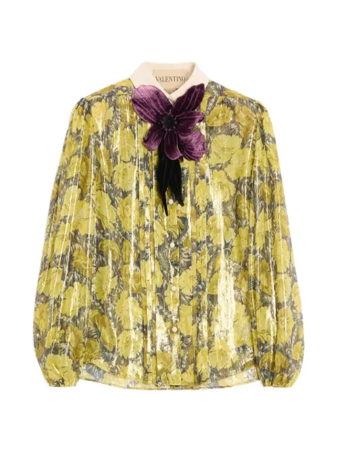 Valentino Garavani lurex shirt with Après L'Hiver Poppies print Yellow BAB8F6A63