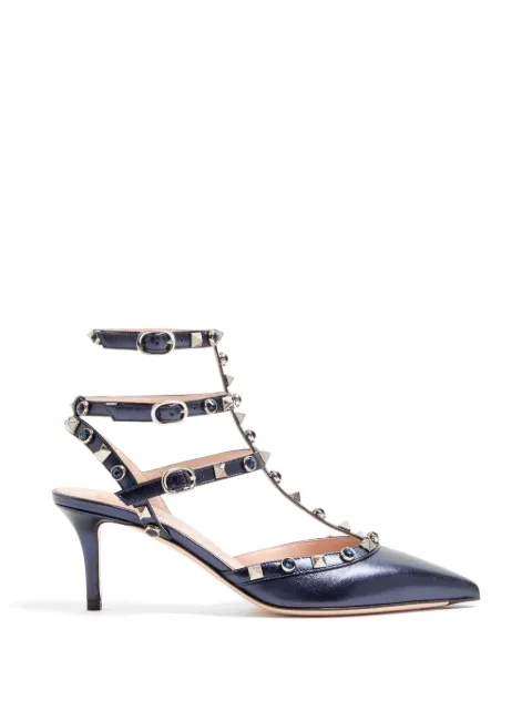 Valentino Garavani Rockstud pumps in laminated nappa leather with 65mm cabochon Blue WS0375ELQ