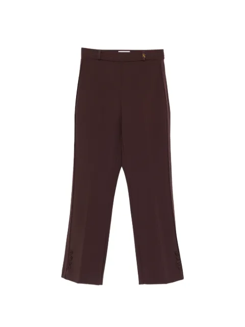 Elisabetta Franchi trousers in double layer stretch crêpe fabric with logo charm Brown PA16861E2