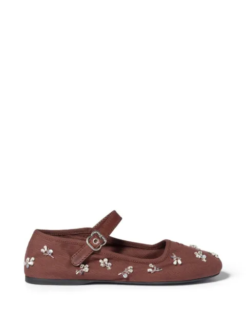 Miu Miu embroidered drill ballerinas Brown 5F617EF0053ZMU