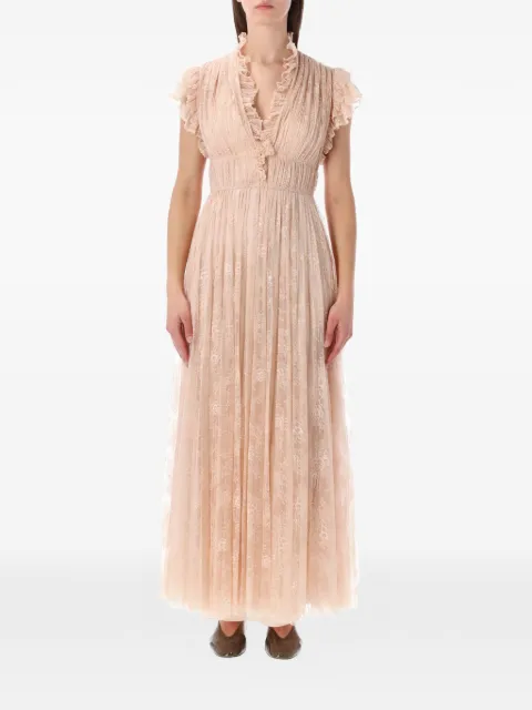 Alberta Ferretti Pleated slip-on maxi dress Neutrals 261U04101648
