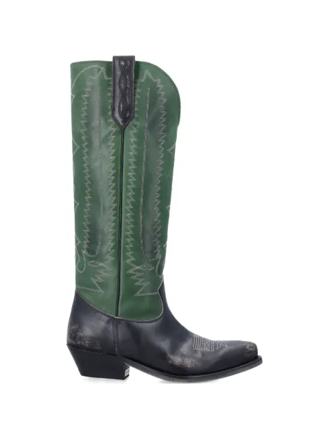 Golden Goose Wish Star boots in leather with embroidery Green GWF01053F008200