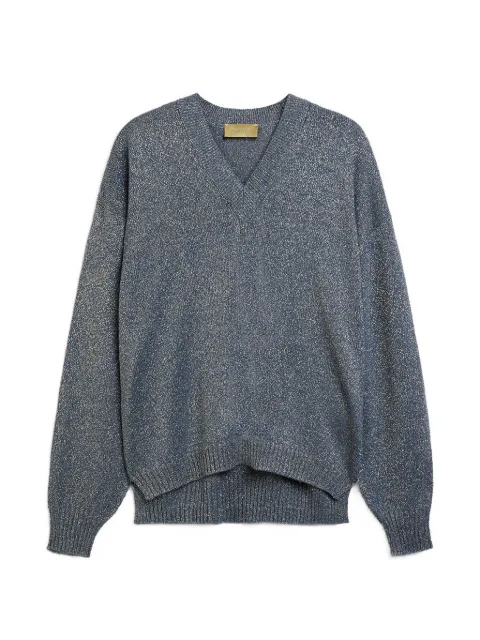 MOMONÌ William seamless V-neck sweater Blue 265MMOKN006265MO38