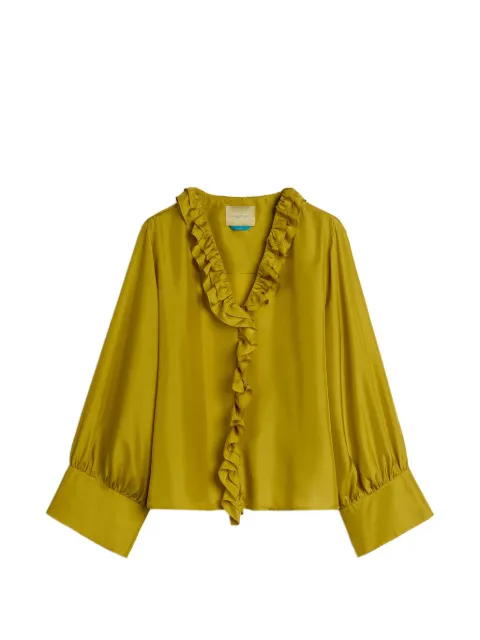 MOMONÌ ruffled V-neck blouse Green 265MMOBL008265MO08