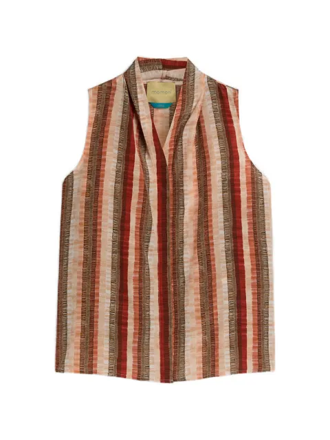 MOMONÌ Kiri striped V-neck shirt Orange 265MMOTO013265MO03
