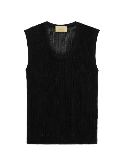 MOMONÌ Takoda round-neck ribbed top Black 265MMOKN001265MO37