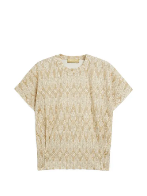 MOMONÌ Pawa embossed-jacquard T-shirt Neutrals 265MMOTS008265MO23