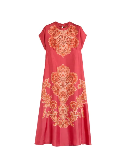 MOMONÌ placed print kimono sleeve dress Red 265MMODR007265MO02