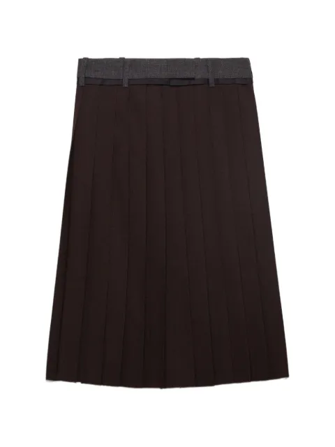Prada pleated rush stitch midi skirt Brown P161ZSOOO17N1