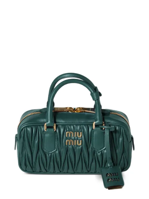 Miu Miu Arcadie matelassé nappa leather bag Green 5BB142VOONAN88