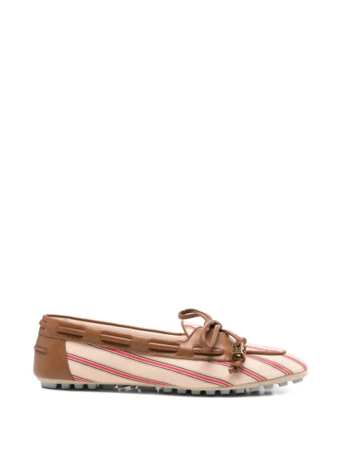 FENDI striped leather-trim loafers Neutrals 8D8987