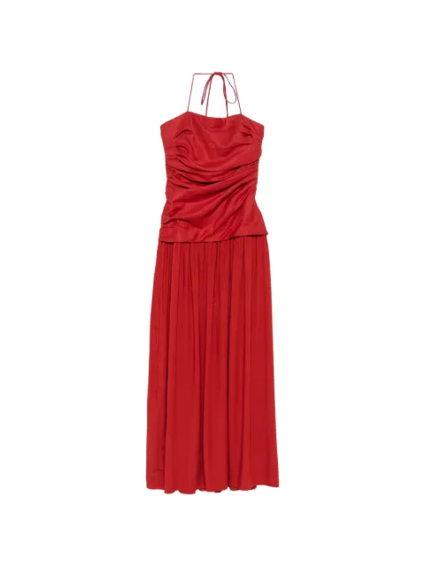 Faithfull Notte ruched-bodice maxi dress Red FF4680CHI