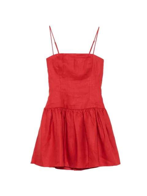 Faithfull Uma smocked-waist mini dress Red FF4305CHI