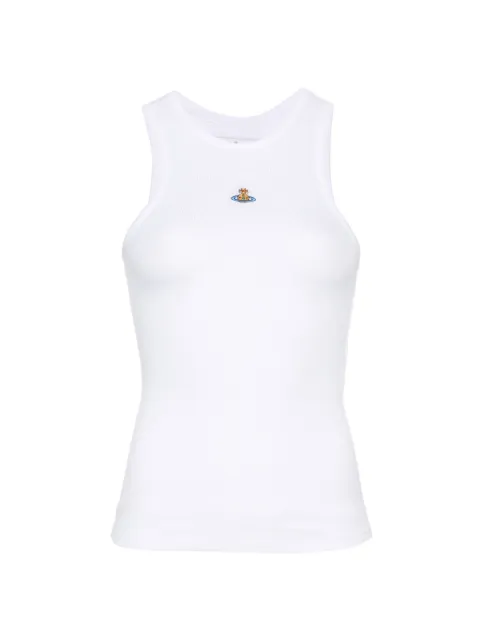 Vivienne Westwood Logo-embroidered ribbed tank top White 3G01003ZJ00BO