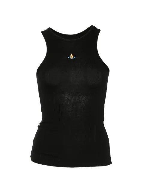 Vivienne Westwood 90s Orb-embroidered ribbed tank top Black 3G01003ZJ00BO