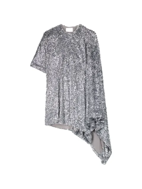Coperni Zero draped asymmetric waste dress Silver COPR304F3063SILVER34