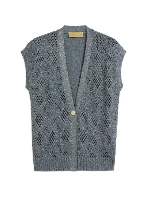 MOMONÌ Pedro diamond-pattern vest Blue 265MMOKN023265MO39
