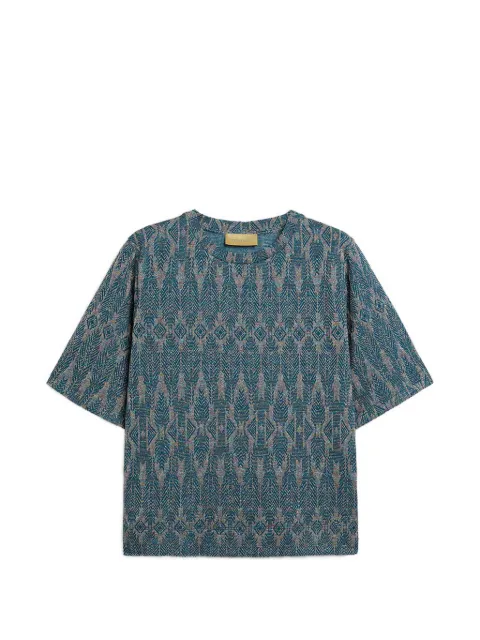 MOMONÌ Iora embossed effect jacquard T-shirt Blue 265MMOTS001265MO23