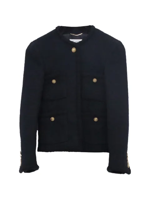 Saint Laurent Pre-Owned four-pocket tweed jacket Black NAPPUUSCL578516W