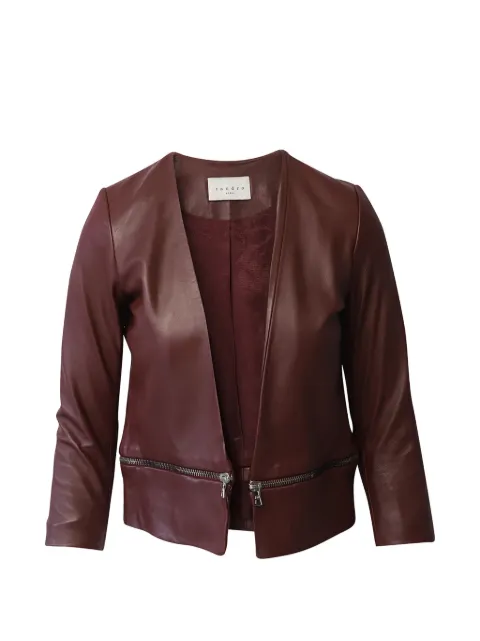 SANDRO zip-trim leather jacket Red TONPUGBCL181940W