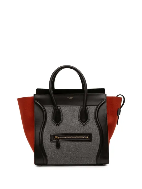 Celine Pre-Owned 2014 Mini Tricolor Felt Wool and Calfskin Luggage tote bag Black SY5EW8TJAHFJ6URH