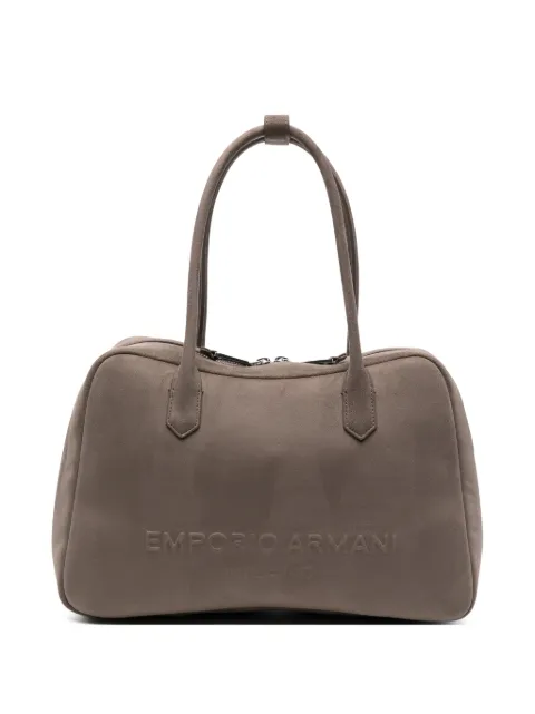 Emporio Armani embossed-logo tote bag Brown EW004761AF26137U6101