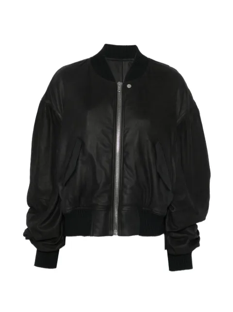 Rick Owens zip-up leather bomber jacket Black RP01F6744LBF