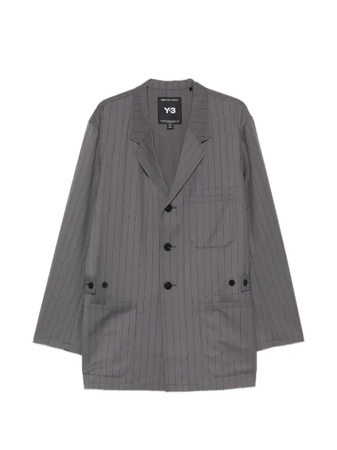Y-3 pinstripe-pattern single-breasted coat Grey KS4967